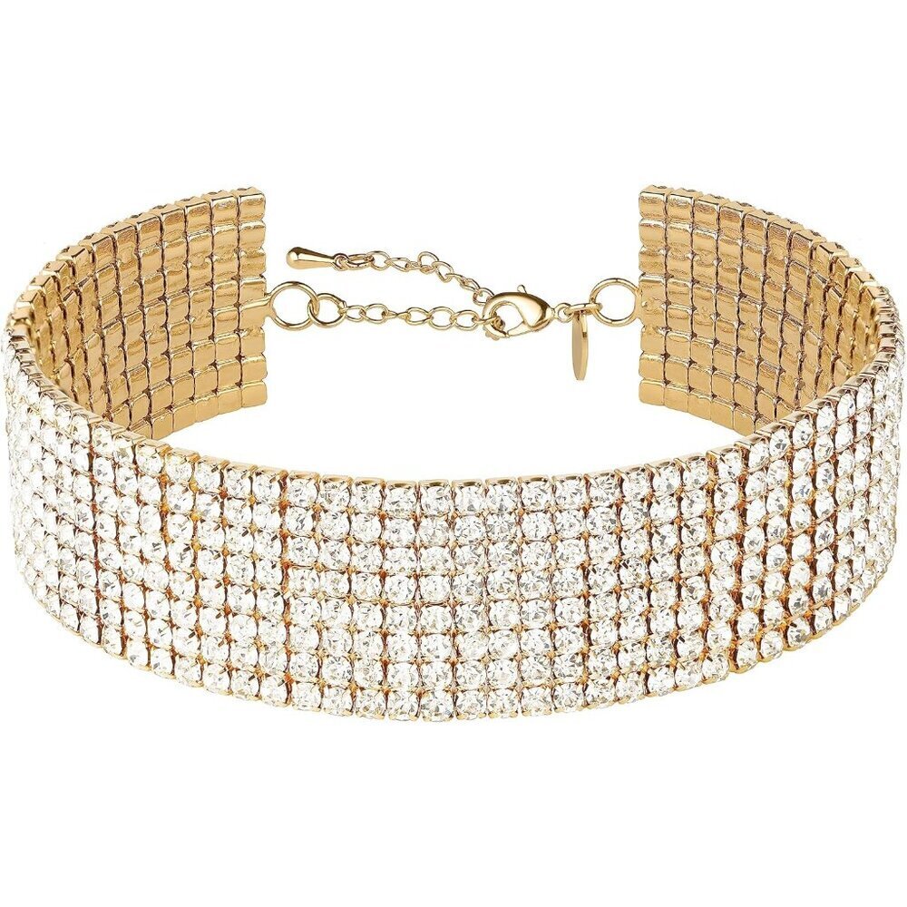 Silver Gold Plated Rhinestone Choker Necklace Women Bridal Wedding Gifts